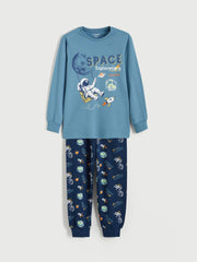 LCW Kids Crew Neck Printed Boys Pyjama Set