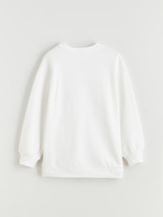 LCW Kids Crew Neck Printed Girls Thick Sweatshirt