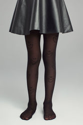 Black Pretty Crown Heart Tights