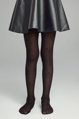 Black Pretty Crown Heart Tights