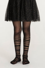 Black Pretty Stripe Star Tights