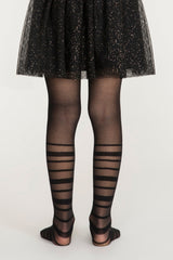Black Pretty Stripe Star Tights
