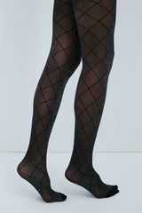 Black Shiny Cross Tights