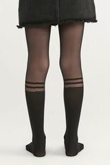 Black Pretty Whıte Daısy Tights