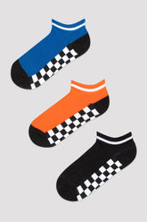 Black Boys Plaid 3In1 Patik Socks