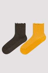 Green Frill 2In1 Socket Socks