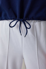 Navy Hooded Lace Sweatshirt