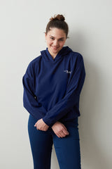 Navy Hooded Lace Sweatshirt