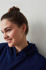 Navy Hooded Lace Sweatshirt