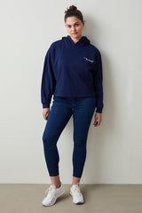 Navy Hooded Lace Sweatshirt