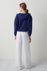 Navy Hooded Lace Sweatshirt