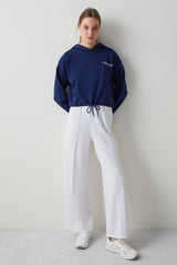 Navy Hooded Lace Sweatshirt