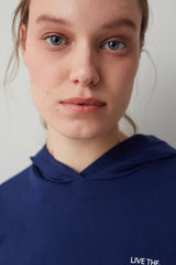 Navy Hooded Lace Sweatshirt