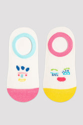 جوارب بناتي بنقش وجة مبتسم 2 في 1