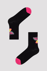 Black Girls Black Butterfly 3In1 Soket Socks