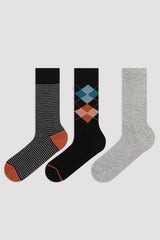 Black Men Diamond 3In1 Socks