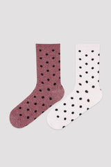 Pink Burgundy Sim Puan 2In1 Soket Socks