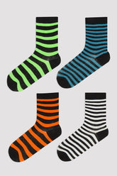 Black Boys Multi Lines 4In1 Soket Socks