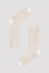 Beige Classical Rib Socket Socks