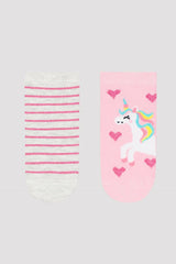 Mix Unicorn Heart 2In1 Liner Socks