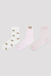 جوارب بنقشة دب صغير 3 قطع