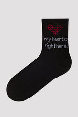 Girls Black Hearts 2In1 Socks