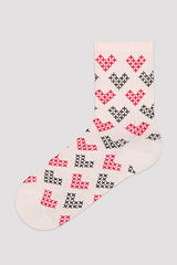 Girls Black Hearts 2In1 Socks