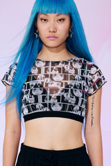 Anime Printed Mesh Bralet Top-Anime Collection