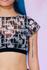 Anime Printed Mesh Bralet Top-Anime Collection