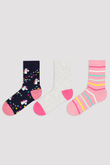 Girls Cutie Unicorn 3In1 Socks