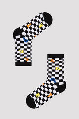 Multi Colour Boys Skate Checked 3In1 Soket Socks