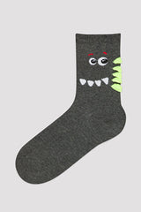 Boys Dino Face 3In1 Socks