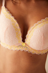 Pink Lace Intense Push Up Support Bra