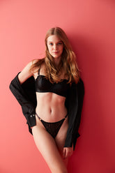 Black Lotus Printed Thong