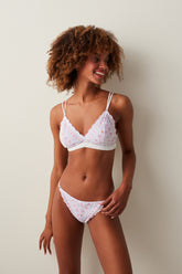 Broken Scalloped Triangle Satin Non-Padded Non-Wired Bra