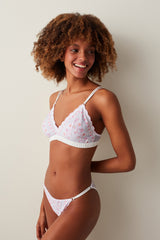 Broken Scalloped Triangle Satin Non-Padded Non-Wired Bra