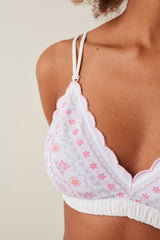 Broken Scalloped Triangle Satin Non-Padded Non-Wired Bra