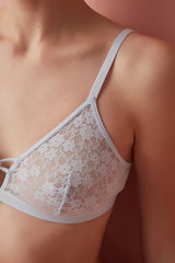 Light Blue Triangle Banded Lace Non-wired Bra