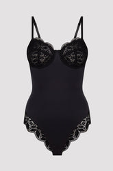 Bk Black Curvy Lace Bodysuit