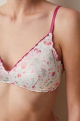 Multicolor Triangle Satin Non-wired Bra