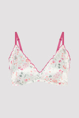 Multicolor Triangle Satin Non-wired Bra