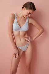 Light Blue Blossom Lace Non-wired Bra