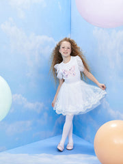 Kids Elastic Waist Embroidered Girl Tulle Skirt