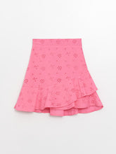 Elastic Waist Scalloped Detailed Girl Skirt