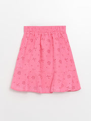 Elastic Waist Scalloped Detailed Girl Skirt