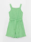 Square Collar Basic Strap Girls Overalls