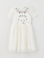 Crew Neck Embroidery Detailed Short Sleeve Girl's Dress