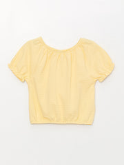 Crew Neck Basic Short Sleeve Girls Crop T-Shirt
