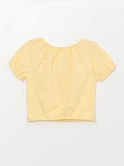 Crew Neck Basic Short Sleeve Girls Crop T-Shirt