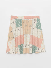 Elastic Waist Patterned Girl Skirt